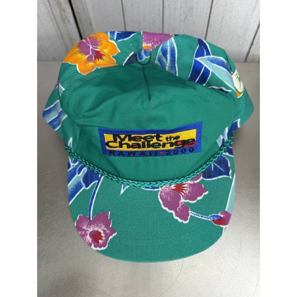 Vintage Hawaii TROPICAL Floral Print Snapback Hat ‘Meet the challenge’ Nissin